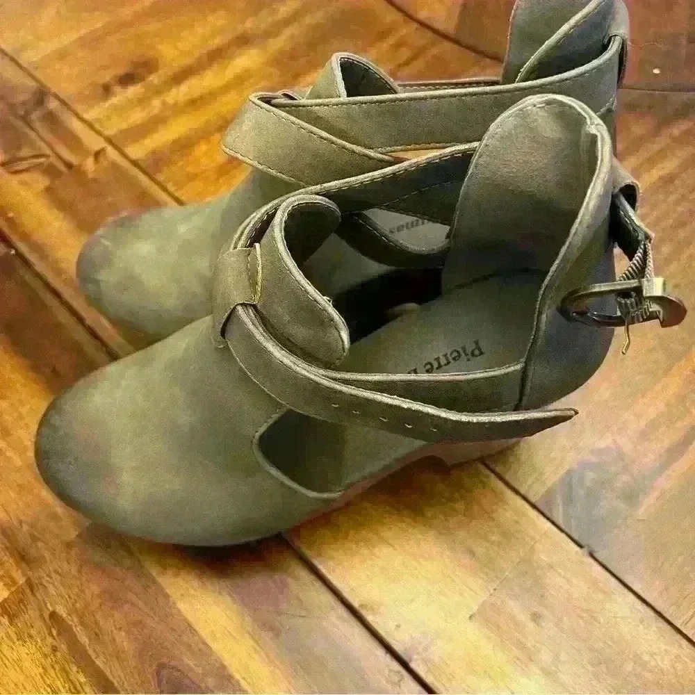 Pierre Dumas tan distressed wooden close toe clogs womens shoes size 6 - Picture 2 of 5
